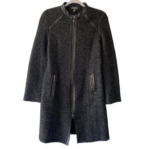 Vintage Classiques Entier Womens Size M Wool Blend  Leather Trim Y2K Zip Coat